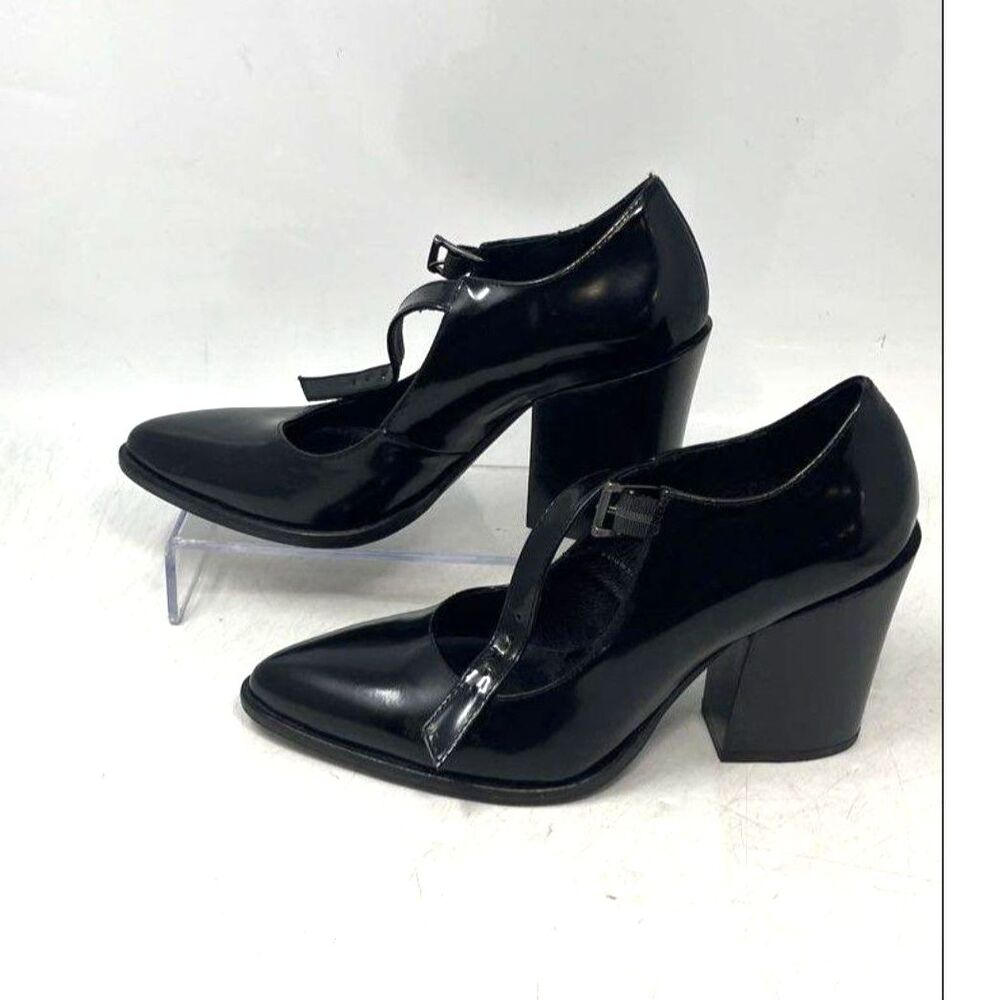 Jonak Paris Black Patent Leather Mary Jane Heels - Size EU 38